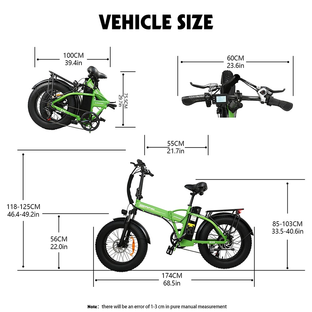 BAOLUJIE DZ2001 Folding Electric Bike, 48V 12Ah Battery 500W Motor 20*4.0inch Tires 45km/h Max Speed 30-40km Range Disc Brake - Green