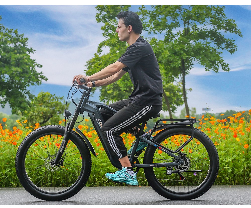 Shengmilo MX05 26 Inch Fat Tire Mountain E-Bike 500W Bafang Motor 42Km/h Max Speed 48V 15Ah LG Battery 60km Range Dual Oil Disc Brakes