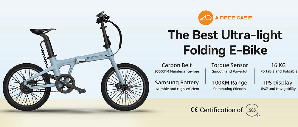ADO A20 Air Faltbares E-Bike 20 Zoll 36 V 250 W Motor 25 km/h Höchstgeschwindigkeit 10 Ah Samsung Akku 100 km Reichweite Drehmomentsensor IPX7 wasserdicht IPS Farbdisplay Carbon Riemenantrieb Doppelte hydraulische Scheibenbremse - Grau