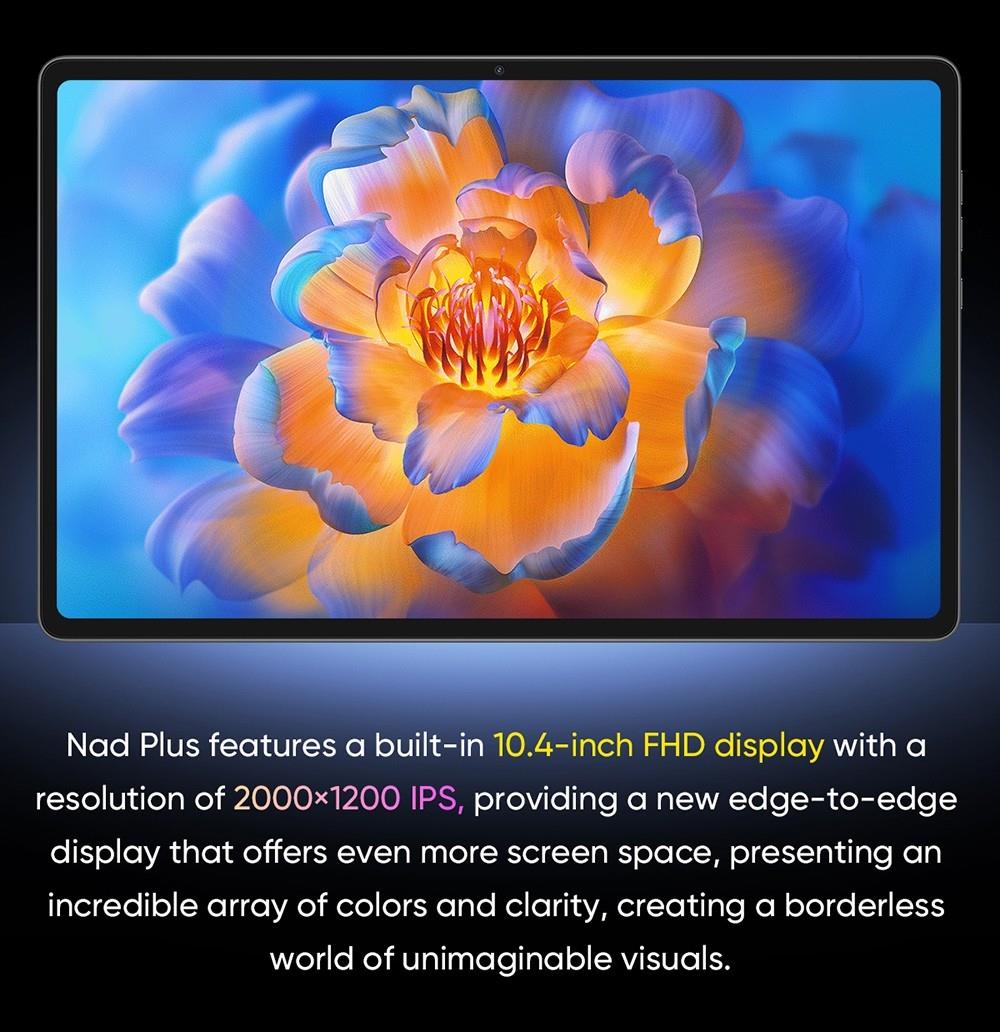 N-one NPad Plus Android 13 Tablet PC, MTK8183 Octa Core 2.0GHz, 8GB+128GB, 10.36'' Full Display 2000x1200 2K Incell FHD IPS Screen 300Nits Brightness, 500g Light, Dual WiFi Camera BT5.0, Type-C Micro SD, GPS BDS GLONASS Galileo A-GPS with Case & Film