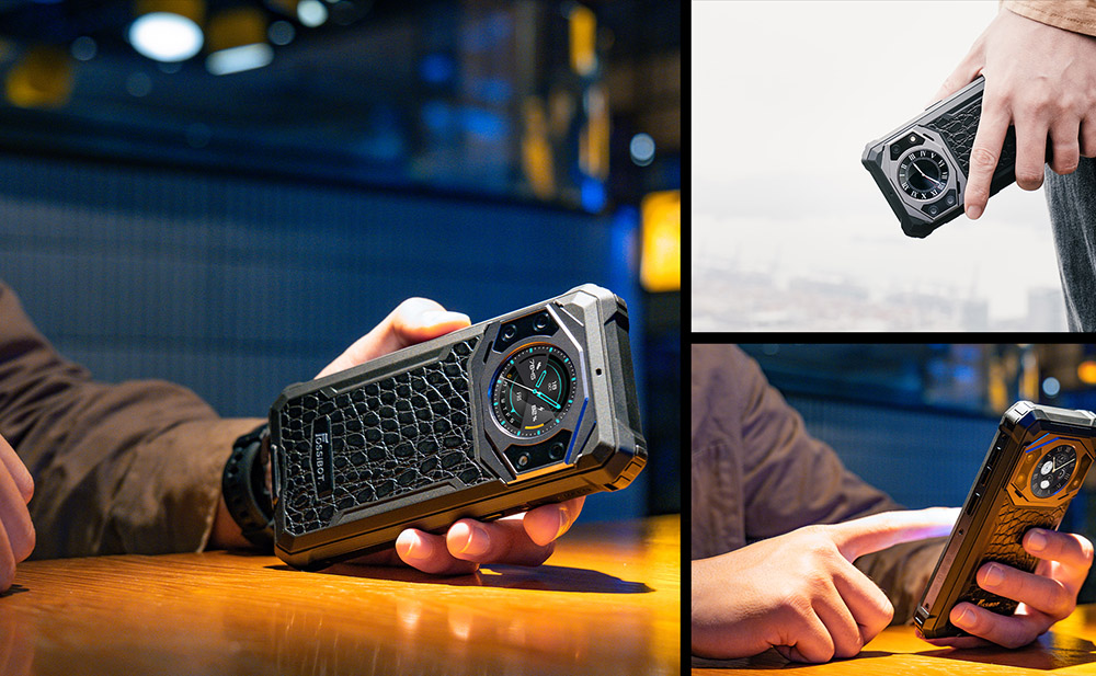 FOSSiBOT F101 PRO Robustes Smartphone, entsperrt 2023, 8 GB + 128 GB, AI-Dreifachkamera, funktionales Display auf der Rückseite, 10600 mAh großer Akku, Entsperrung per Fingerabdruck/Gesicht, NFC, HAC, Android 13.0 – Schwarz