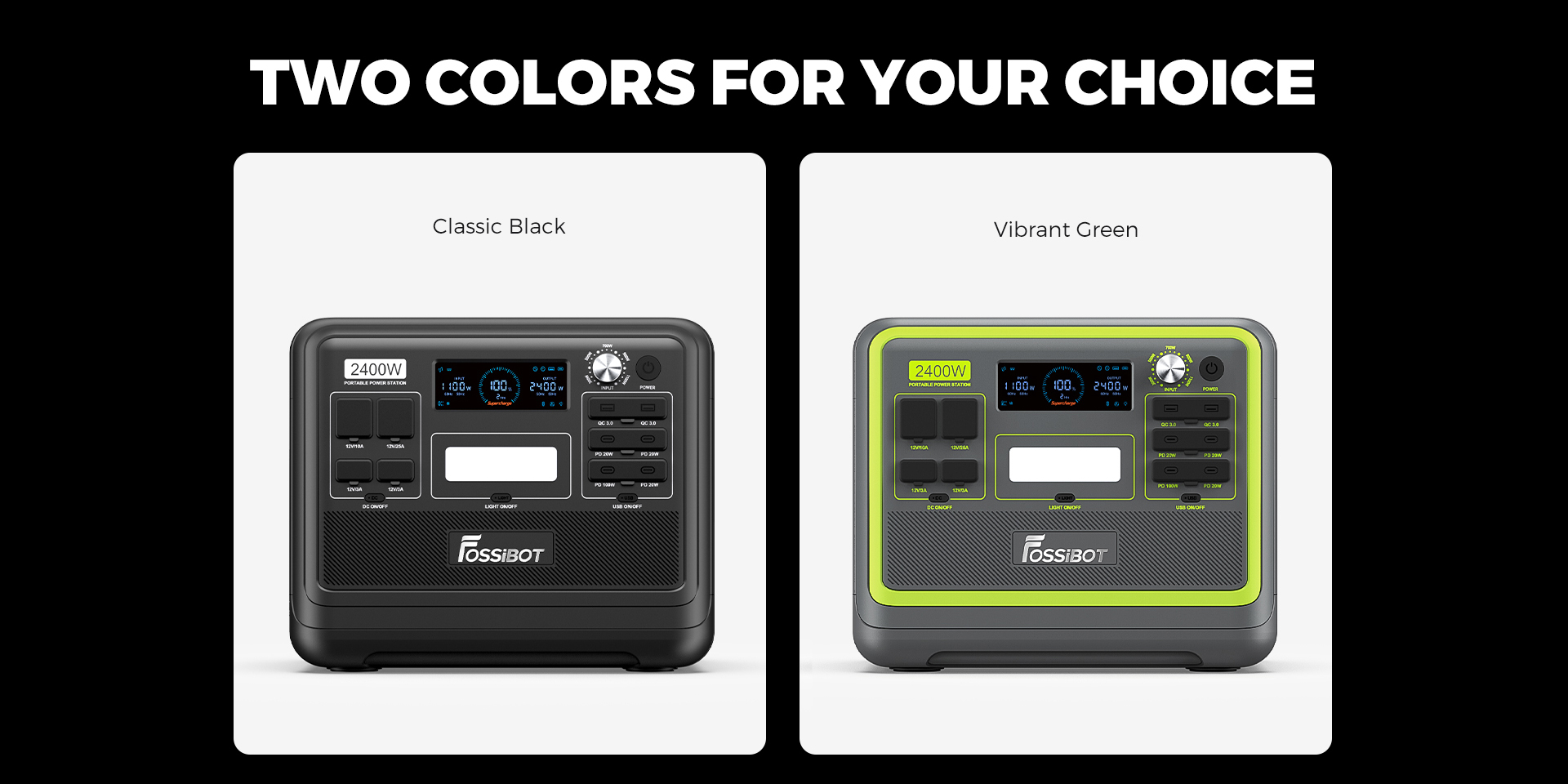 FOSSiBOT F2400 Portable Power Station + FOSSiBOT SP200 18V 200W Foldable Solar Panel, 2048Wh/640000mAh LiFePO4 Battery, 2400W(4600W Peak) Solar Generator, 3xAC RV Car USB Type-C QC3.0 PD DC5521 Pure Sine Wave Full Outlets, 1.5 Hours Fast Charging