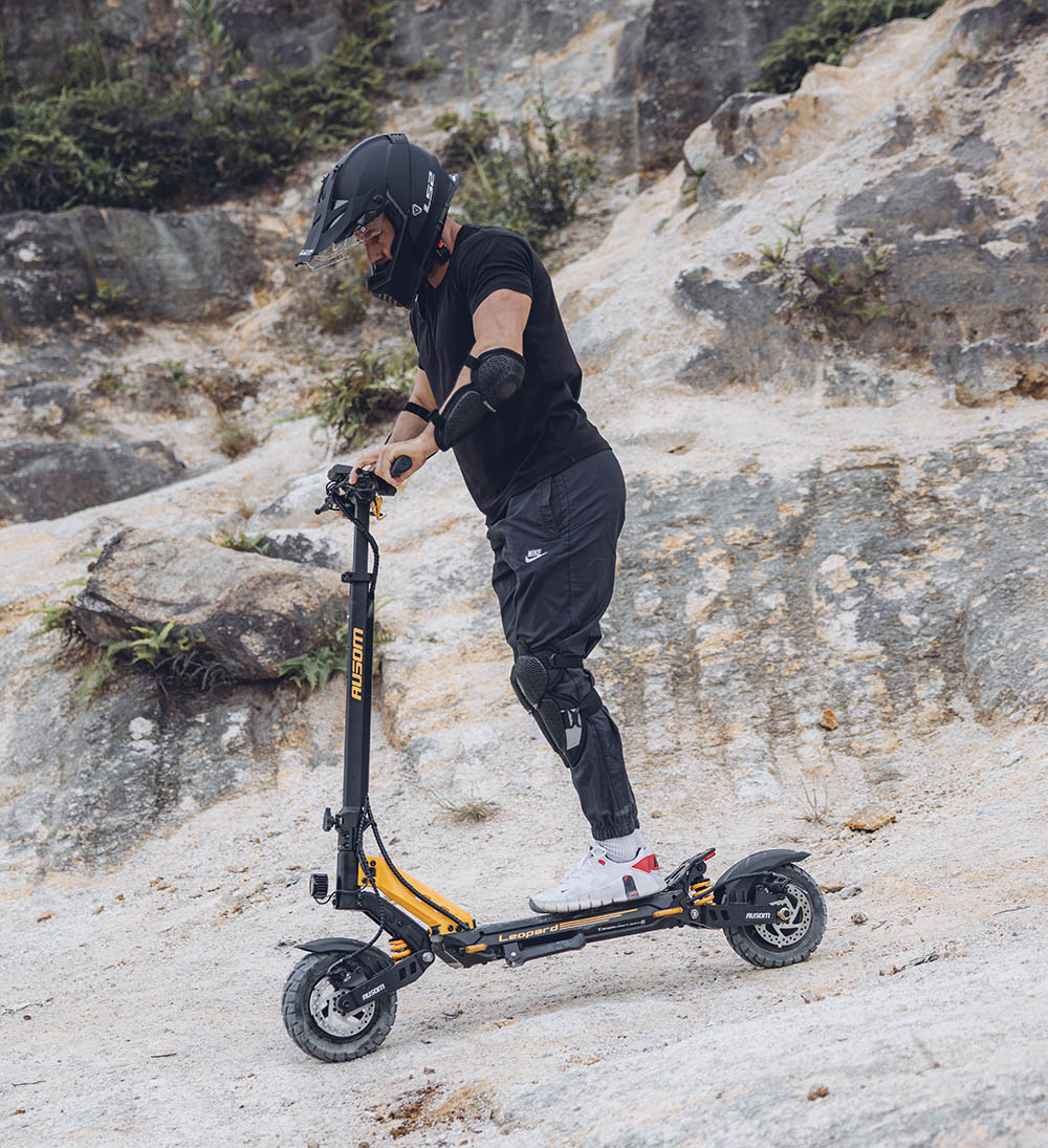 Ausom Leopard 10-inch Off-Road Electric Scooter, 1000W Motor 34mph Max Speed 20.8Ah Battery 52 Miles Range, 265lb Max Load with Smart LCD Display and Detachable Seat IP54