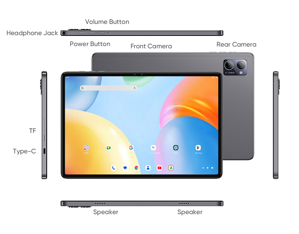 N-one NPad S 10.1'' Tablet with Leather Case & Tempered Film Set, MTK8183 Octa-Core CPU, Android 13 OS, 6GB RAM 128GB ROM, 5G WiFi, Bluetooth 5.0, 6600mAh Battery