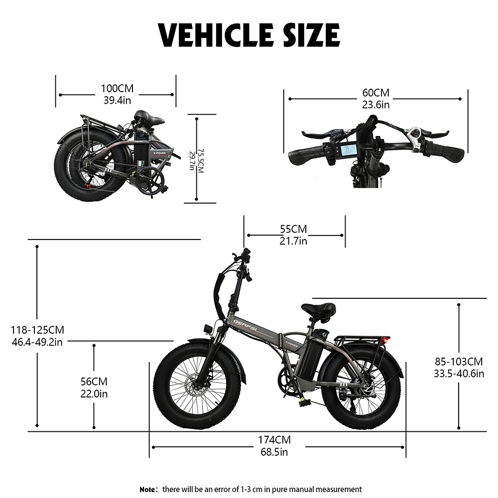 BAOLUJIE DZ2001 Folding Electric Bike, 48V 12Ah Battery 500W Motor 20*4.0inch Tires 45km/h Max Speed 30-40km Range Disc Brake - Grey