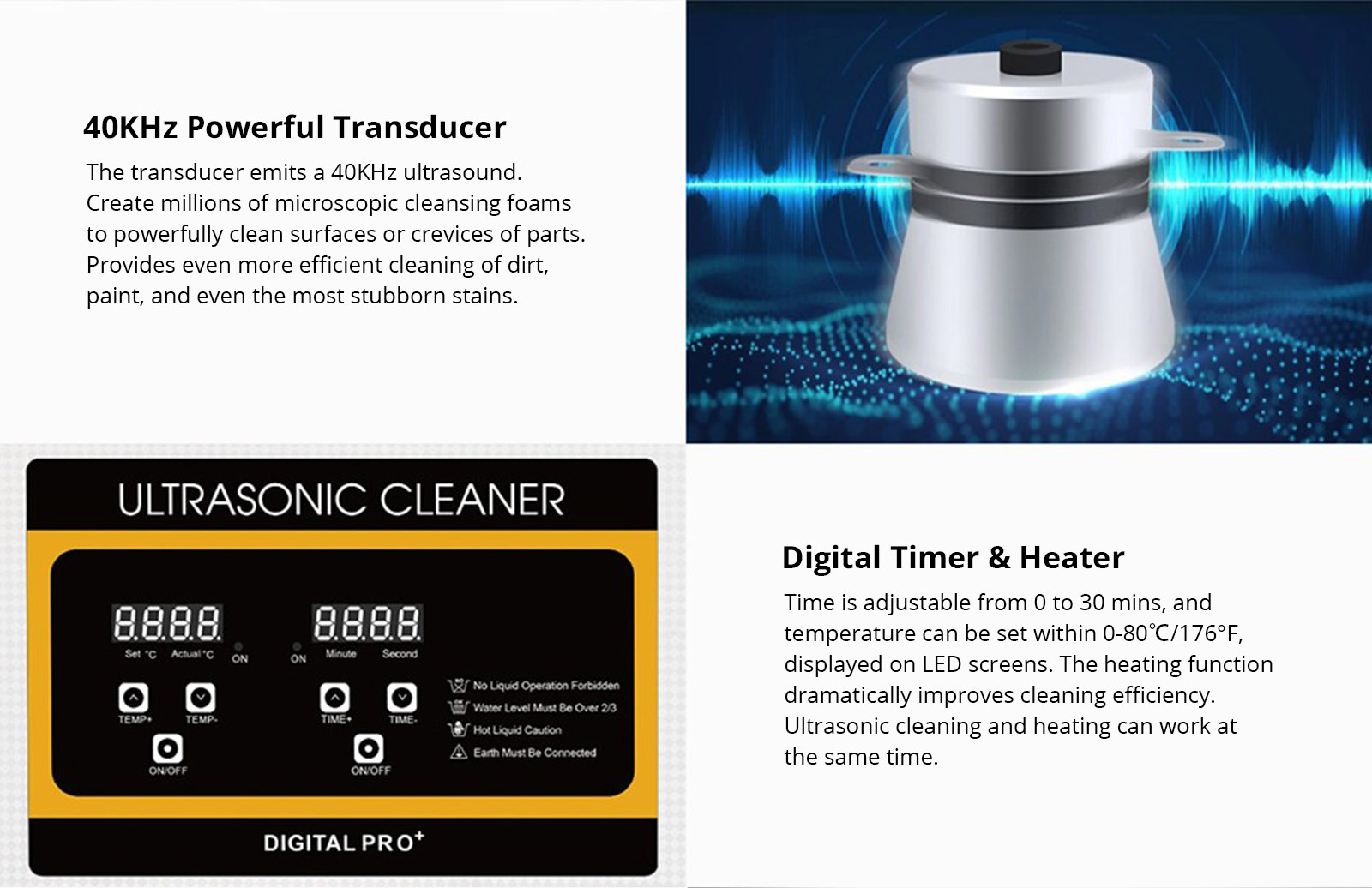 Geekbes 6.5L Digital Ultrasonic Cleaner, 180W Ultrasonic Power, 200W Heating Power, Adjustable Time/Temperature