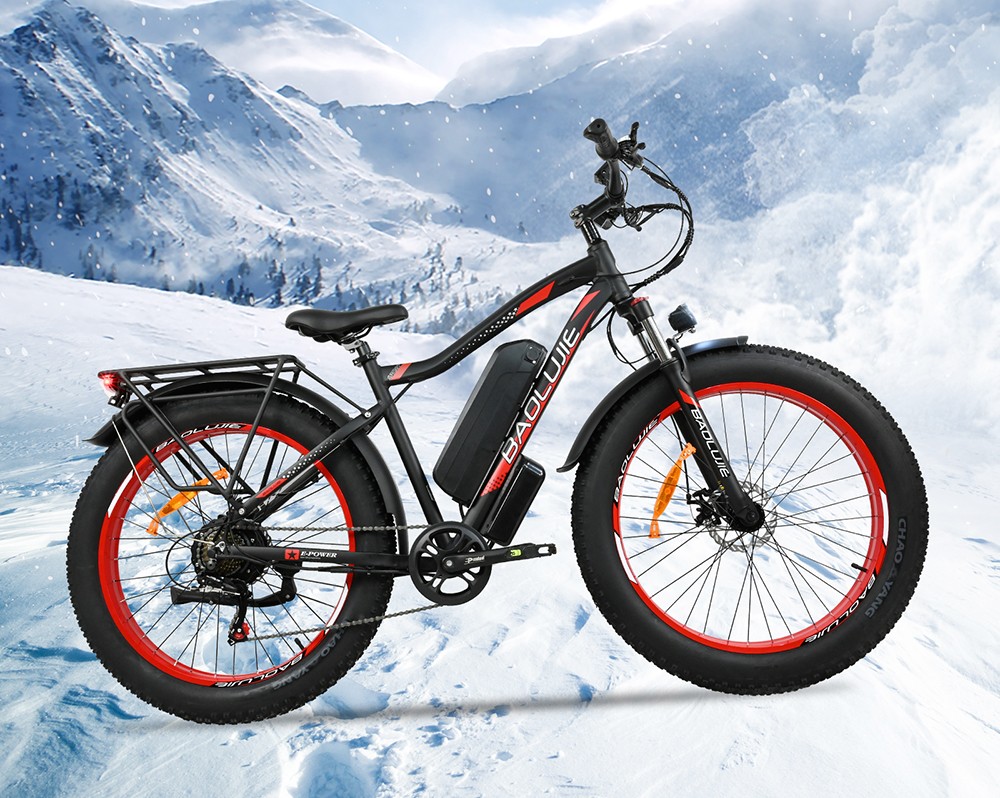 BAOLUJIE DP2619 Electric Bike, 26*4.0inch Fat Tire 750W Motor 48V 13Ah Battery 45km/h Max Speed 45km Max Range SHIMANO 7-speed LCD Display - Black