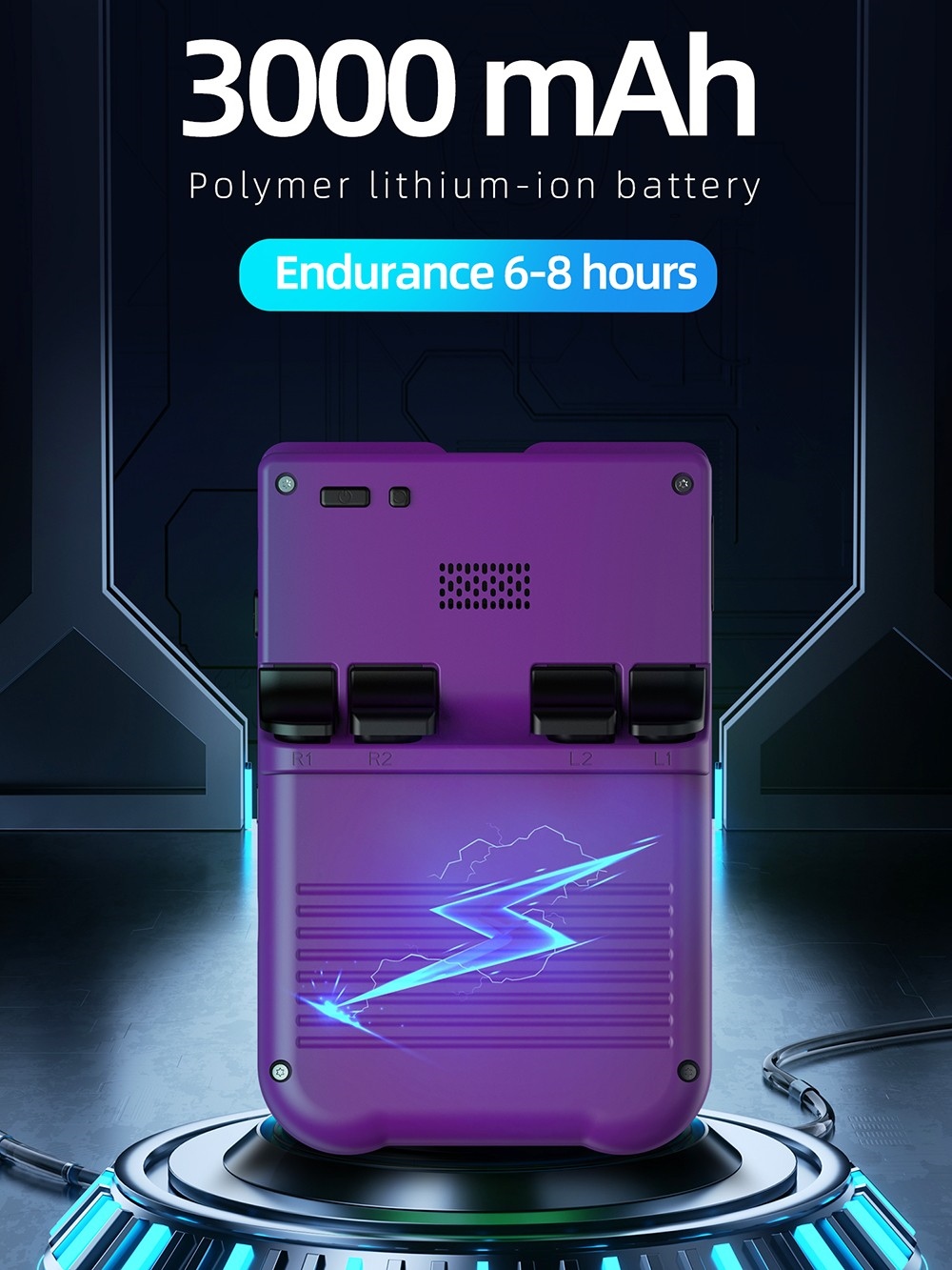 AMPOWN XU10 Handheld Game Console, 3.5-inch, 128GB TF Card, Linux, 10000+ Games - Purple