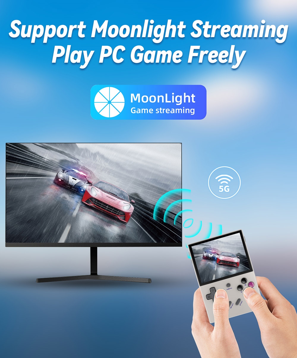 ANBERNIC RG35XX Plus Game Console, 64GB+128GB TF Card with 10000+ Games, 3300mAh Battery, 8Hours of Playtime, 5G WiFi Bluetooth, Moonlight Streaming, Vibration Motor - Grey
