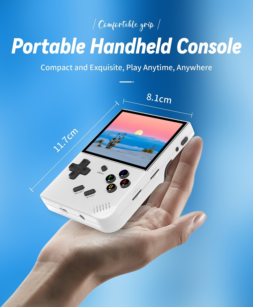ANBERNIC RG35XX Plus Game Console, 64GB+128GB TF Card with 10000+ Games, 3300mAh Battery, 8Hours of Playtime, 5G WiFi Bluetooth, Moonlight Streaming, Vibration Motor - White