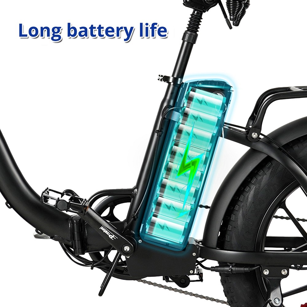 CMACEWHEEL Y20 Folding Electric Bike Step Through Moped E-bike, 20*4.0-inch Fat Tire 750W Motor 48V15Ah Battery 40km/h Max Speed 70km Max Range 150kg Max Load