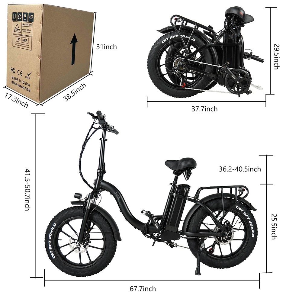 CMACEWHEEL Y20 Folding Electric Bike Step Through Moped E-bike, 20*4.0-inch Fat Tire 750W Motor 48V15Ah Battery 40km/h Max Speed 70km Max Range 150kg Max Load
