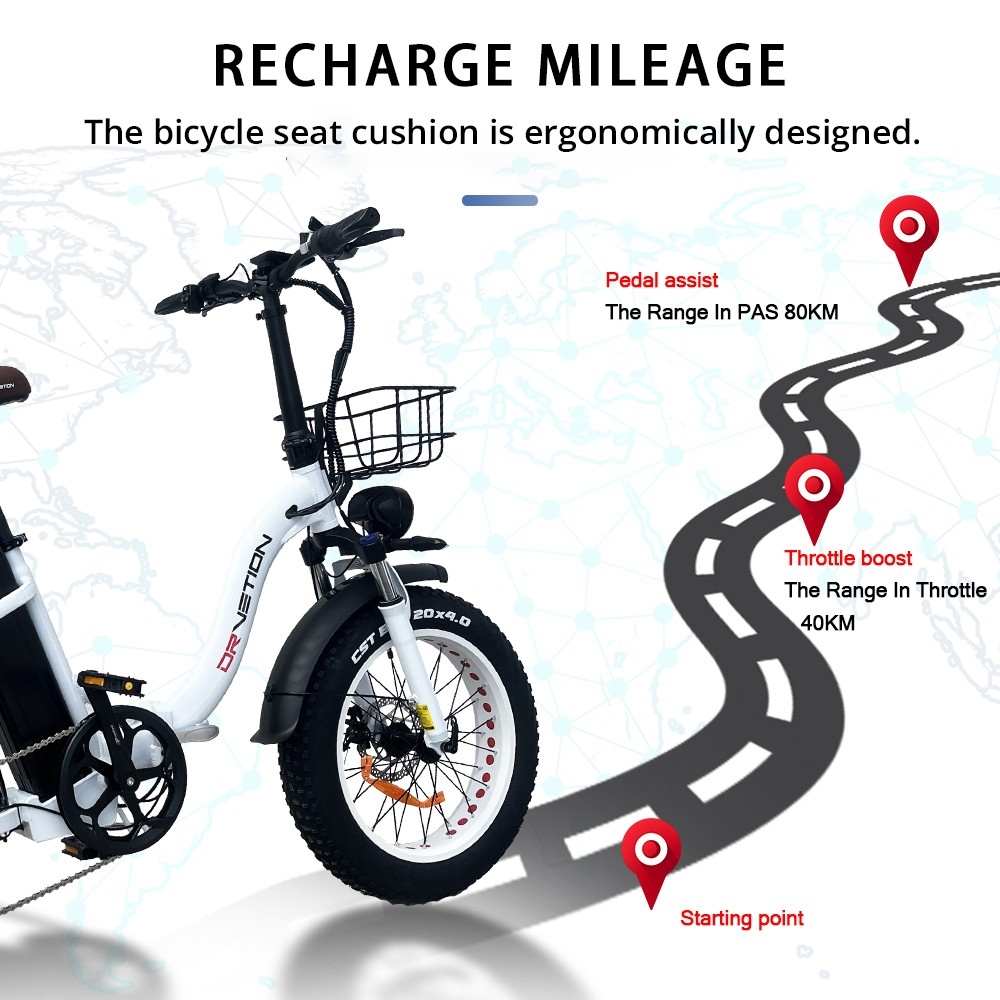 DRVETION CT20 Folding Electric Bike, 20*4.0inch Fat Tire 750W Motor 48V 20Ah Battery 45km/h Max Speed Disc Brake SHIMANO 7 Gears