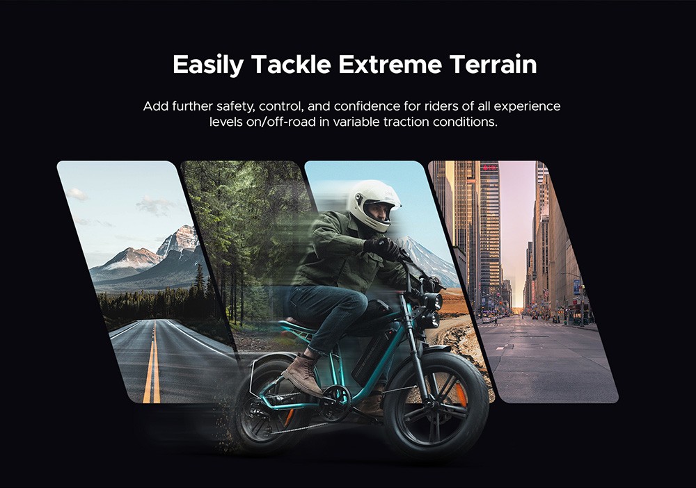 ENGWE M20 Electric Bike 20*4.0'' Fat Tires 750W Brushless Motor 45km/h Max Speed 48V 13Ah Battery 75km Range - Black