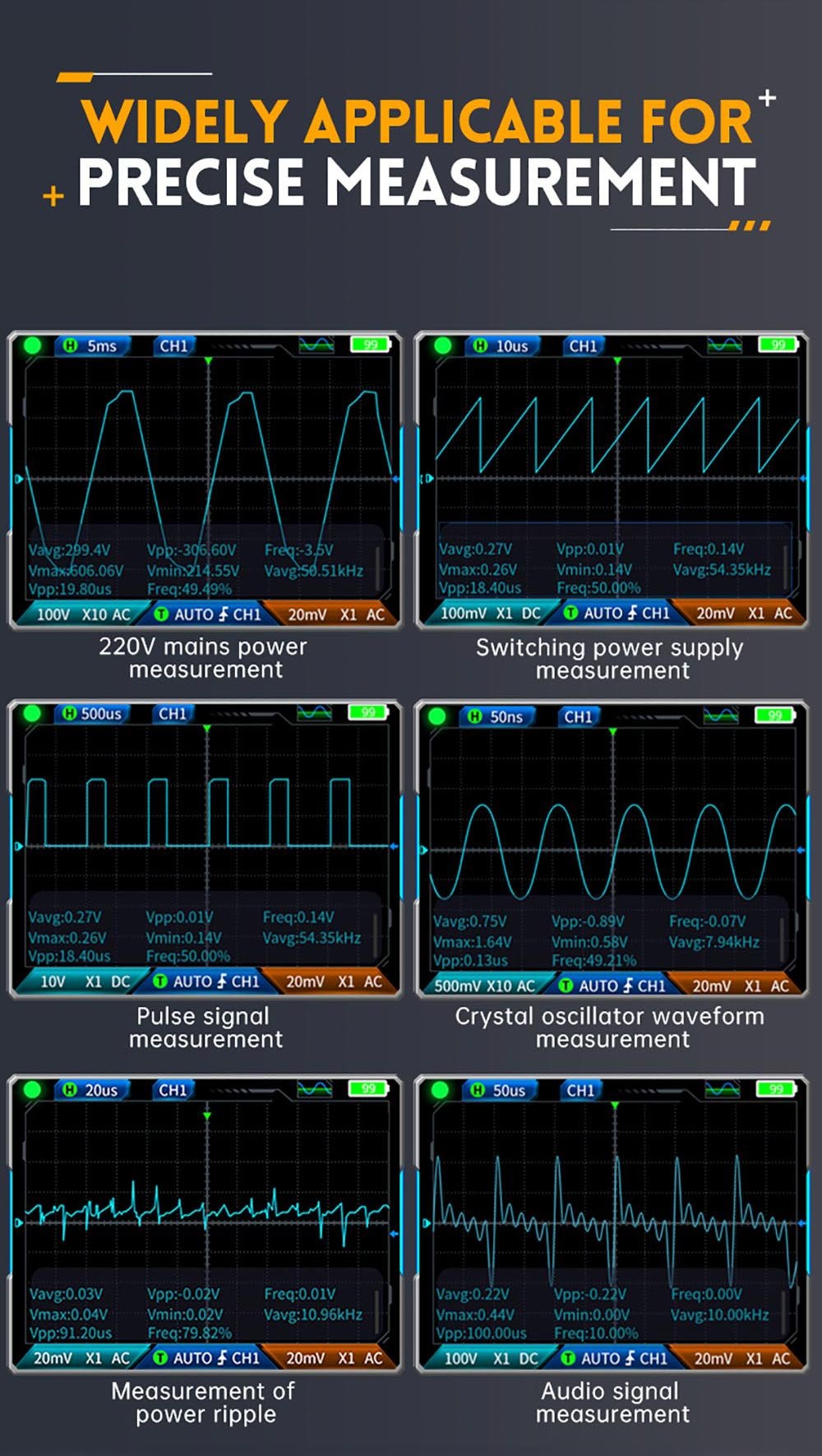 FNIRSI 2C23T 3 in 1 Digital Oscilloscope Multimeter Signal Generator + P6100 Probe, 2 Channels, 10MHz Bandwidth, 50MSa/s Sampling Rate, 9999 Counts