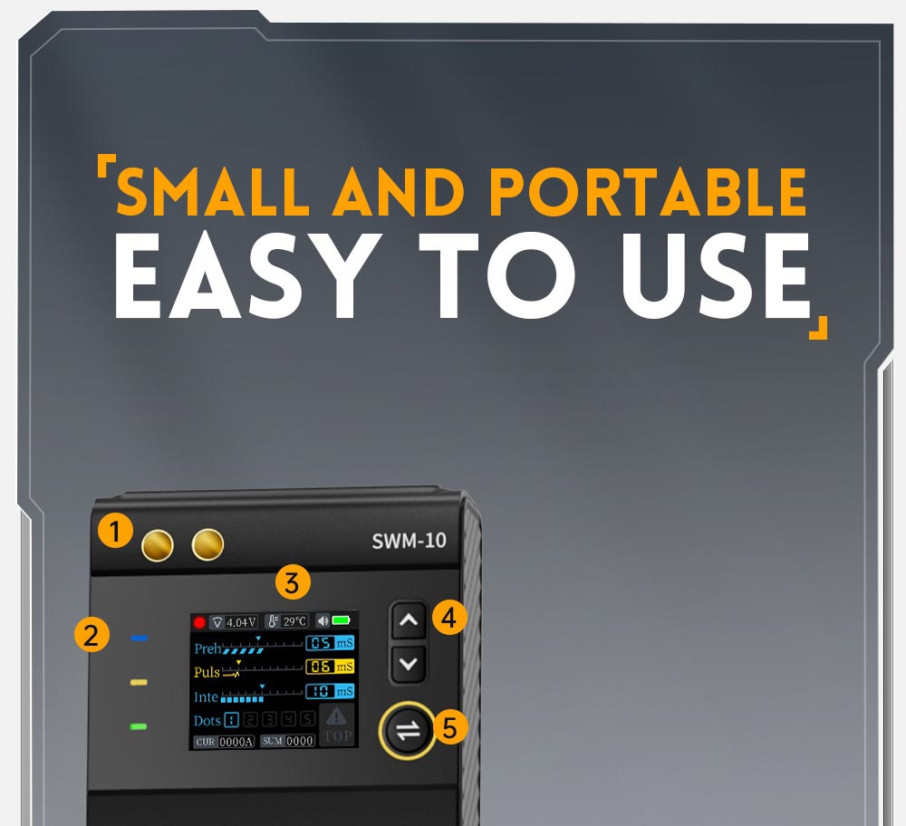 FNIRSI SWM-10 Handheld Battery Spot Welding Machine, 1200A Max Current, 5000mAh Power Bank, 1.8 inch LCD Color Screen