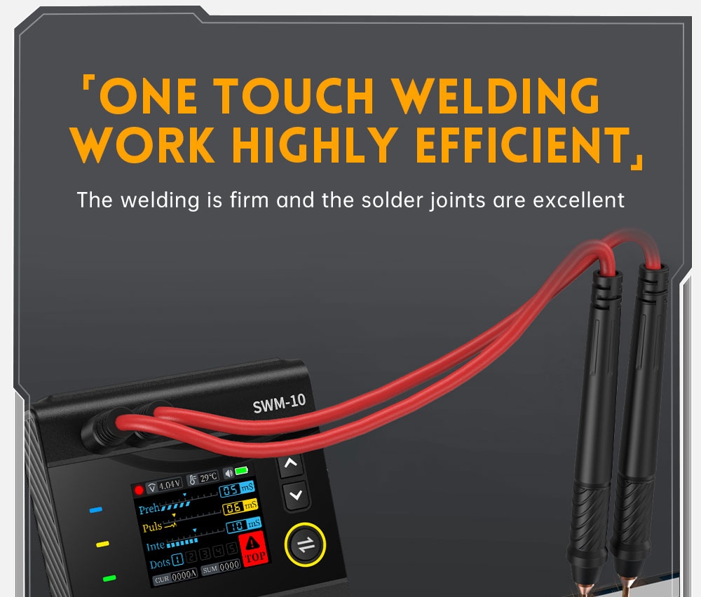 FNIRSI SWM-10 Handheld Battery Spot Welding Machine, 1200A Max Current, 5000mAh Power Bank, 1.8 inch LCD Color Screen