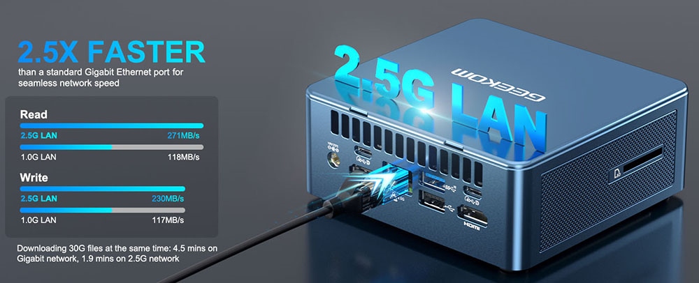 GEEKOM IT 13 Mini PC, i5-13500H 12 Cores Up to 4.7 GHz, 16GB DDR4 RAM 512GB SSD, 2*HDMI (4K) + 2*USB4 (8K) Four Screens Display, WiFi 6E Bluetooth 5.2, 3*USB3.2 1*USB2.0 1*SD Card Reader 1*3.5mm Headphone Jack 1*2.5G RJ45 - EU Plug