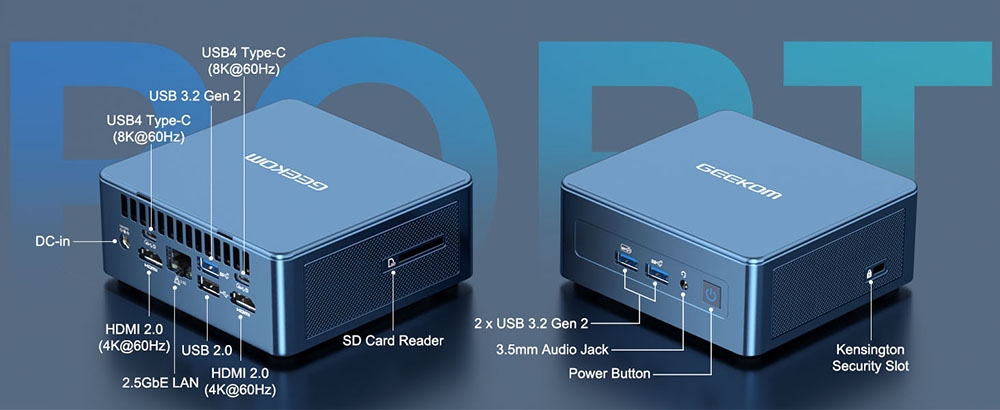 GEEKOM IT 13 Mini PC, Intel i7-13700H 14 Cores 20 Threads Up to 5.0 GHz, 32GB DDR4 RAM 1TB SSD, WiFi 6E Bluetooth 5.2, 2*HDMI (4K) + 2*USB4 (8K) Quad Screens Display, 3*USB3.2 1*USB2.0 1*SD Card Reader 1*Audio Jack 1*2.5GbE LAN Port - EU Plug