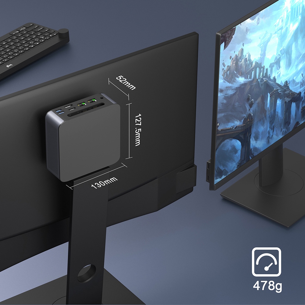 GXMO H90 Mini PC, Intel i7-11390H 4 Cores 8 Threads Up to 5.0 GHz, 16GB DDR4 RAM 1TB SSD, WiFi 6 Bluetooth 5.0, DP (8K) HDMI (4K) Type-C (4K) Triple Screen Display, 4*USB3.2, 2*2.5G RJ45, 1*Audio Jack - EU Plug