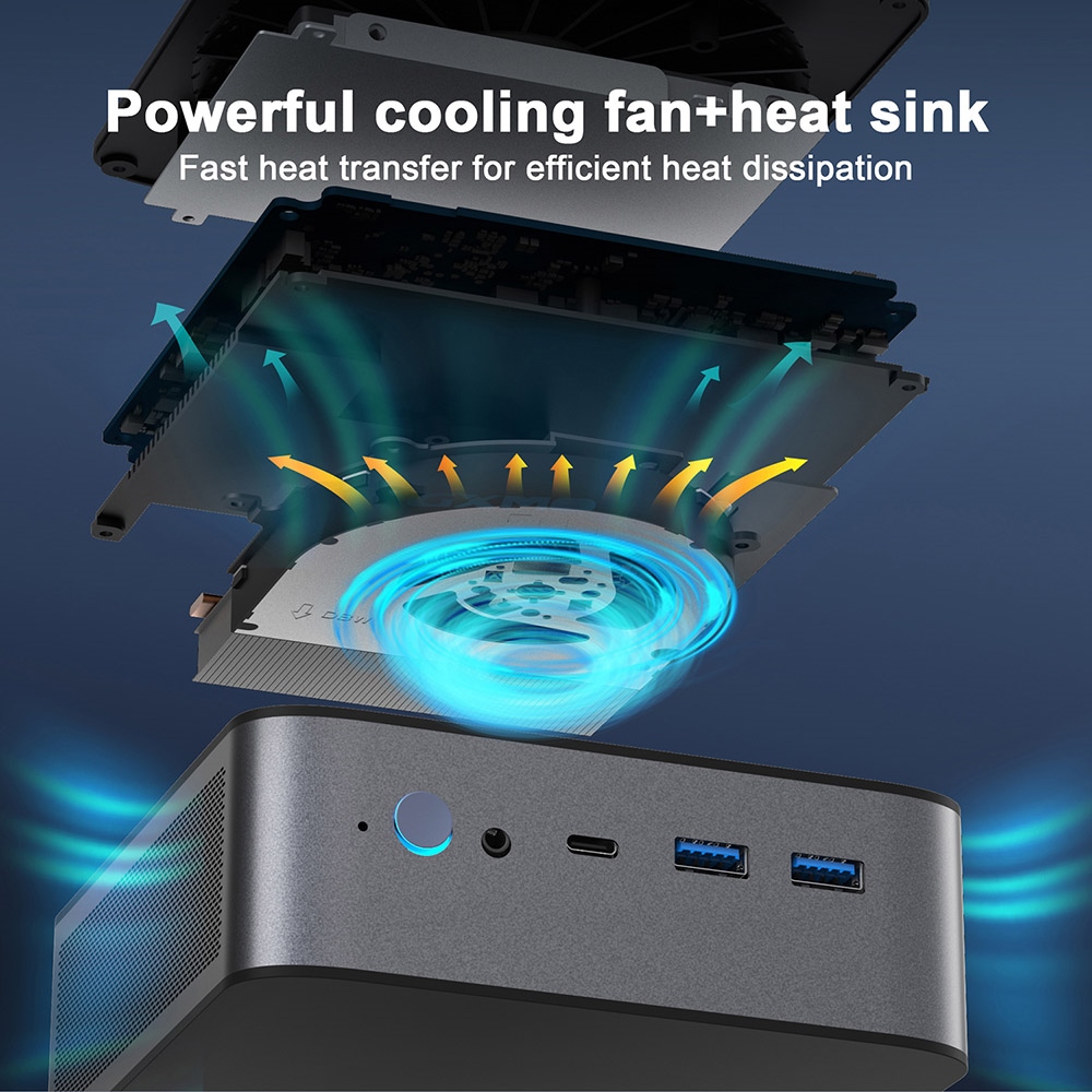 GXMO H90 Mini PC, Intel i7-11390H 4 Cores 8 Threads Up to 5.0 GHz, 16GB DDR4 RAM 1TB SSD, WiFi 6 Bluetooth 5.0, DP (8K) HDMI (4K) Type-C (4K) Triple Screen Display, 4*USB3.2, 2*2.5G RJ45, 1*Audio Jack - EU Plug