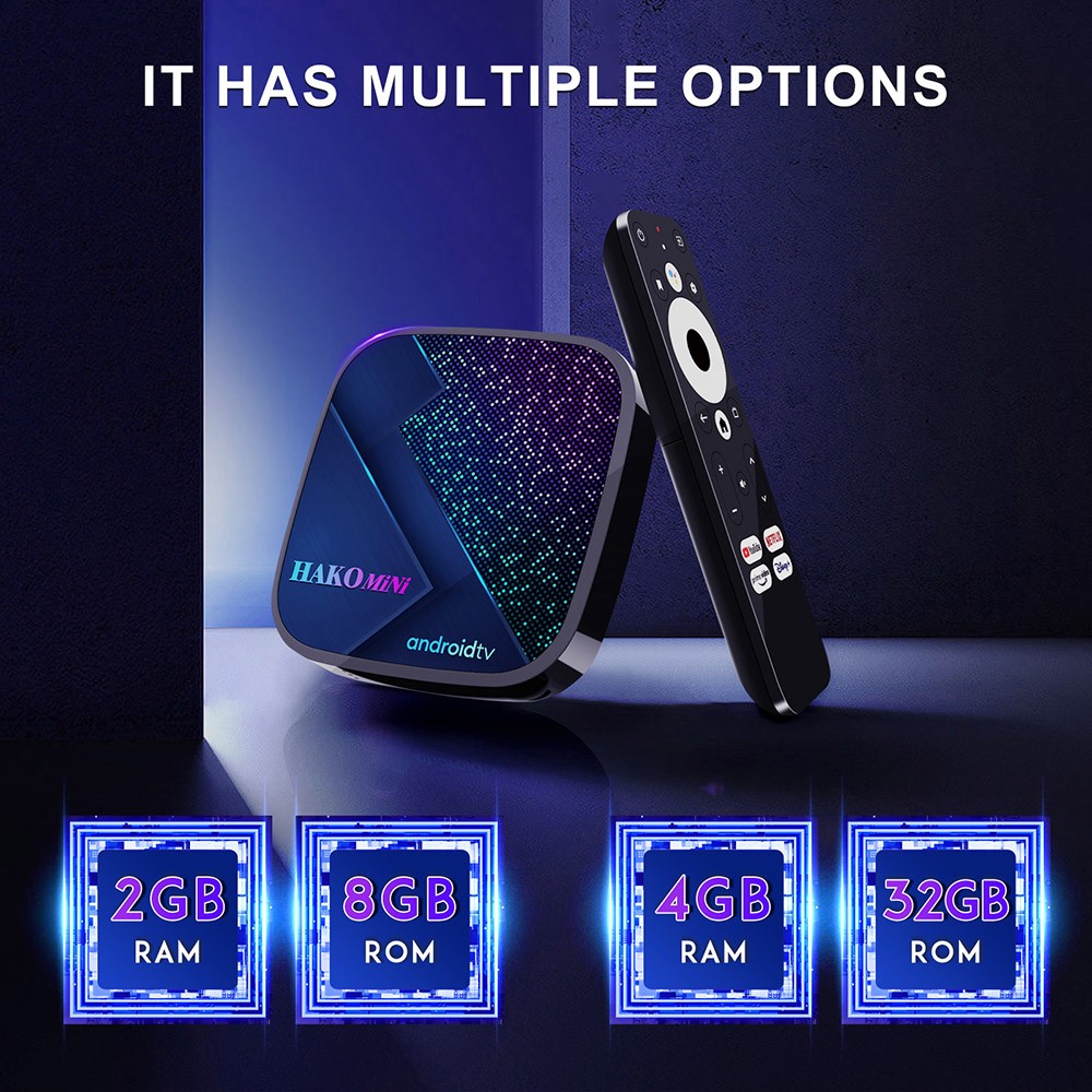 Hakomini Amlogic S905Y4 Quad core 4GB RAM 32GB eMMC Google Certified Android 11 TV Box Netflix 4K AV1 5G WIFI Bluetooth 5.0 - EU Plug
