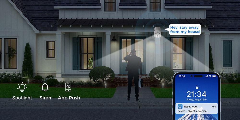 Hiseeu 5MP Wireless PTZ Security Camera System, Indoor Outdoor WiFi Camera, 4K NVR, 10 Channels, 2-Way Audio, Motion Detection Alarm, 24/7 Surveillance, 1TB Hard Drive, IP66 Waterproof