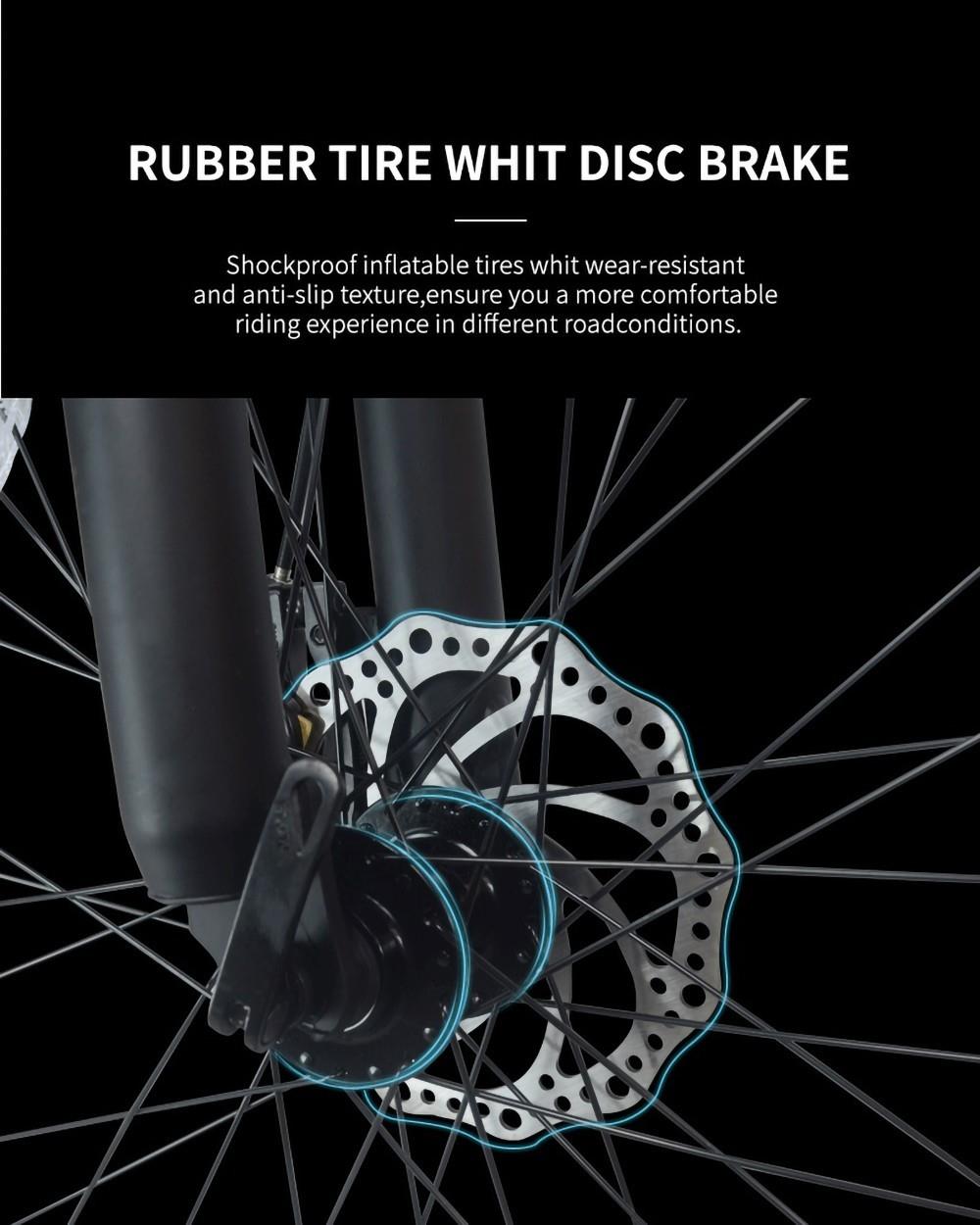 K3 Electric Bike, 26*1.95 inch Tire 350W Motor 36V 10.4Ah Battery 32km/h Max Speed 120kg Load Disc Brake - Red