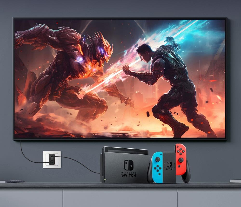 MINIX P4K Wall Charger Hub Power Supply Adapter, 2*USB 3.2, 4K@30Hz UHD Port, PD60W Fast Charging Type-C Port