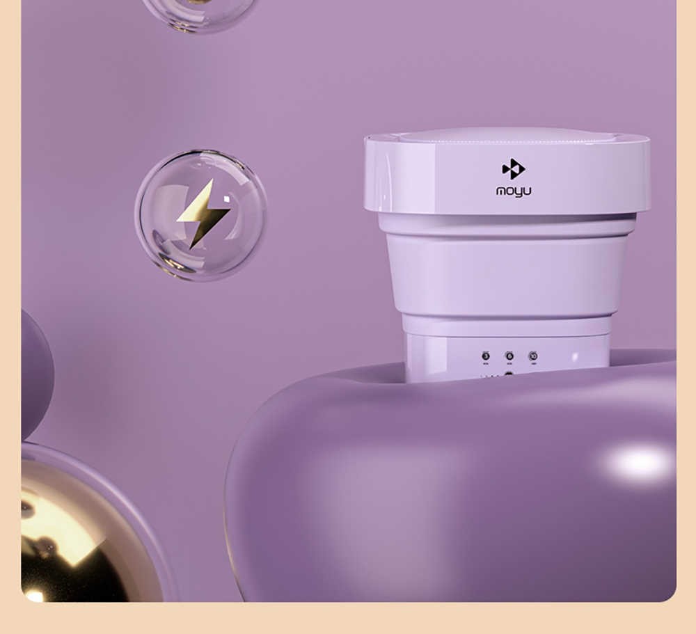 MOYU MINI01-M Mini Portable Clothes Washing Machine, Electric Folding Barrel Washer, 3-Gear Cleaning, Anti-Bacterial Wave Wheel - Purple