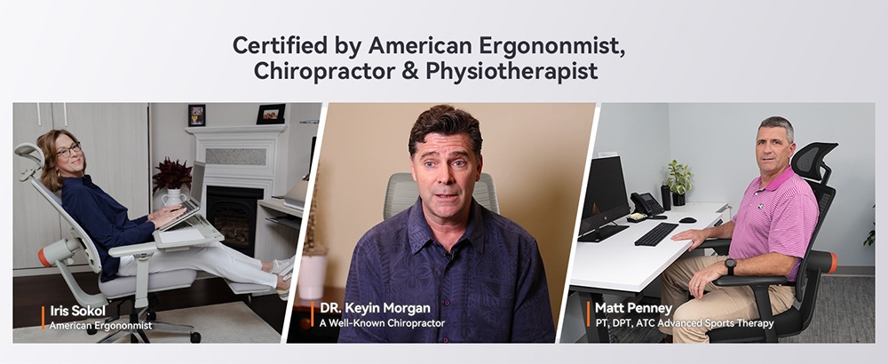 NEWTRAL MagicH-BPro Ergonomic Chair with Footrest, Auto-Following Backrest Headrest, Adaptive Lower Back Support, Adjustable Armrest, 4 Positions to Lock - Grey