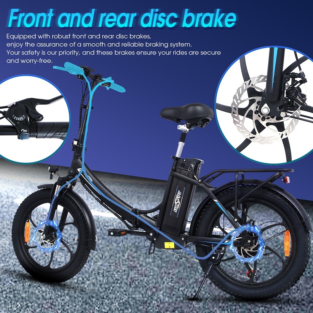 ONESPORT OT16 20*3.0 inch Tires Electric Bike, 350W Motor 48V15Ah Battery 25km/h Max Speed Disc Brakes