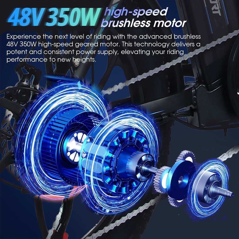 ONESPORT OT16 20*3.0 inch Tires Electric Bike, 350W Motor 48V15Ah Battery 25km/h Max Speed Disc Brakes