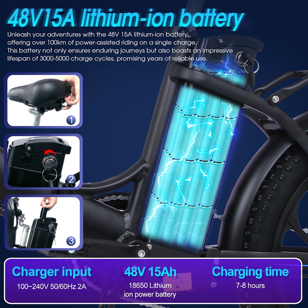 ONESPORT OT16 20*3.0 inch Tires Electric Bike, 350W Motor 48V15Ah Battery 25km/h Max Speed Disc Brakes