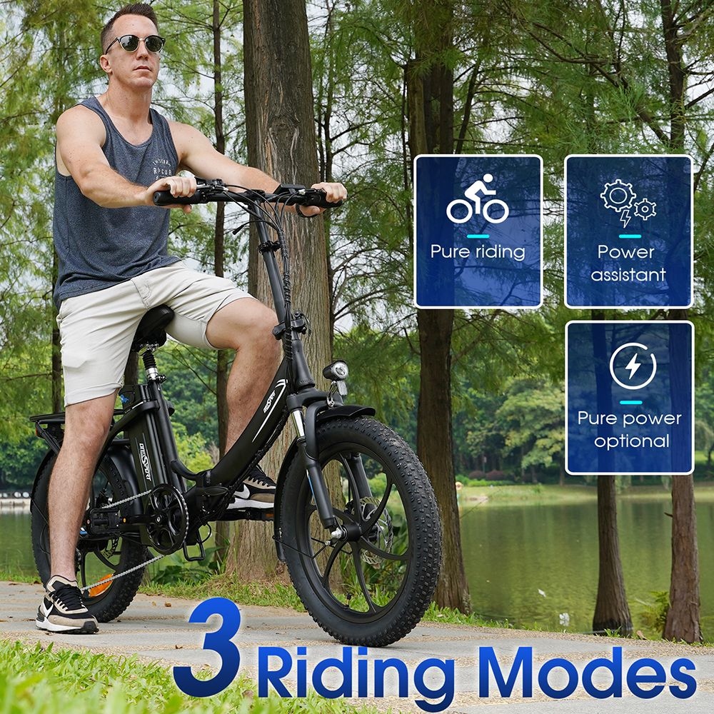 ONESPORT OT16 20*3.0 inch Tires Electric Bike, 350W Motor 48V15Ah Battery 25km/h Max Speed Disc Brakes