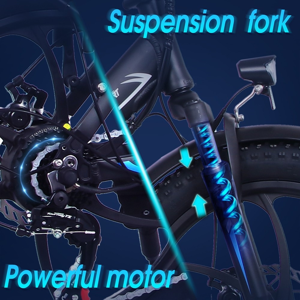 ONESPORT OT16 20*3.0 inch Tires Electric Bike, 350W Motor 48V15Ah Battery 25km/h Max Speed Disc Brakes