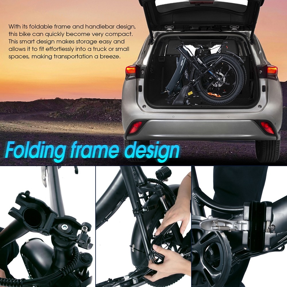 ONESPORT OT16 20*3.0 inch Tires Electric Bike, 350W Motor 48V15Ah Battery 25km/h Max Speed Disc Brakes