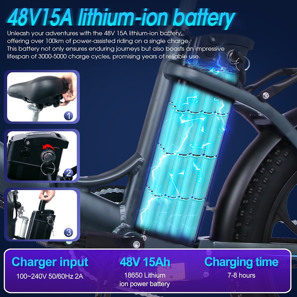 ONESPORT OT16 20*3.0 inch Tires Electric Bike, 350W Motor 48V15Ah Battery 25km/h Max Speed Disc Brakes
