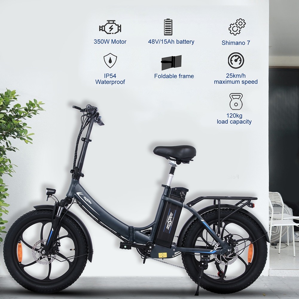 ONESPORT OT16 20*3.0 inch Tires Electric Bike, 350W Motor 48V15Ah Battery 25km/h Max Speed Disc Brakes