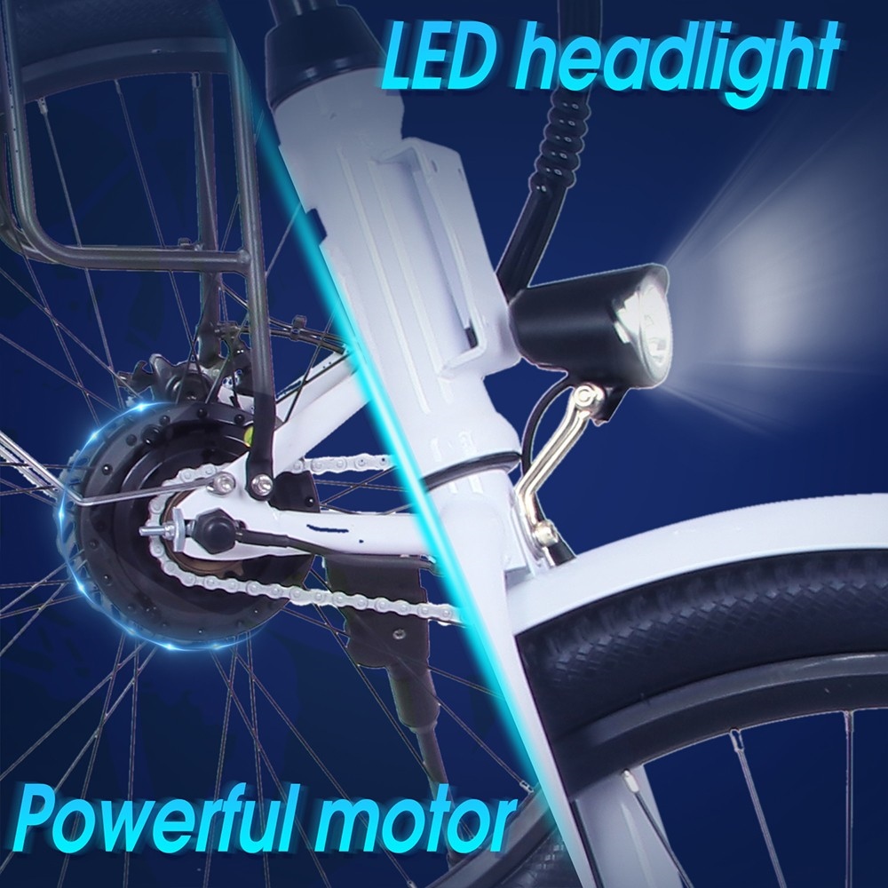 ONESPORT OT18 Electric Bike, 26*2.35 inch Tires 350W Motor 36V14.4Ah Battery 25km/h Max Speed - White
