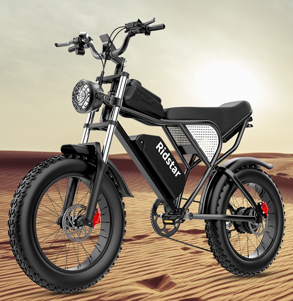 Ridstar Q20 Electric Bike, 1000W Brushless Motor 20*4 Inch Fat Tires 48V 20Ah Removable Battery 30mph Max Speed 75miles Max Range Hydraulic Disc Brake