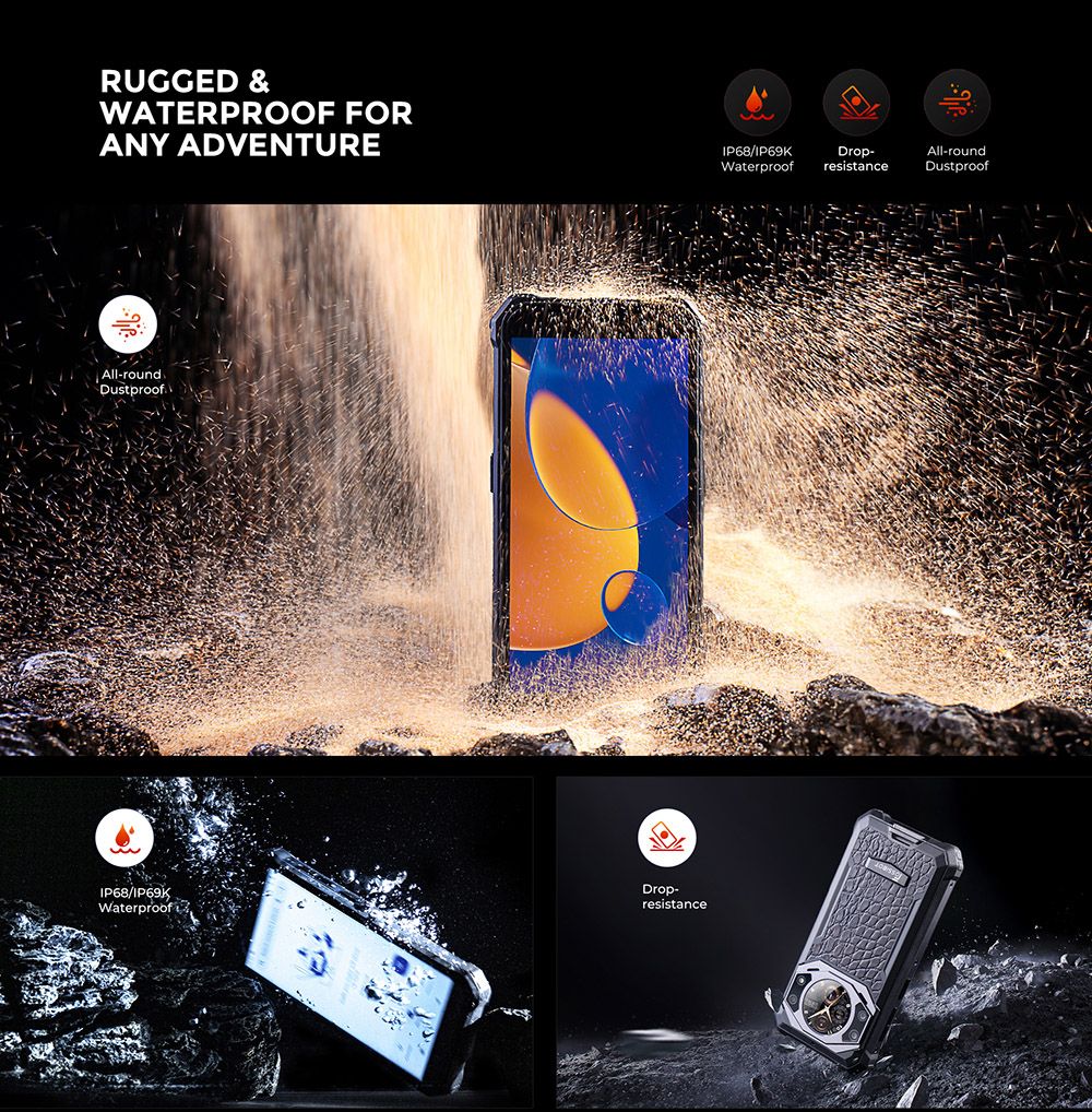 FOSSiBOT F101 PRO Robustes Smartphone, entsperrt 2023, 8 GB + 128 GB, AI-Dreifachkamera, funktionales Display auf der Rückseite, 10600 mAh großer Akku, Entsperrung per Fingerabdruck/Gesicht, NFC, HAC, Android 13.0 – Schwarz