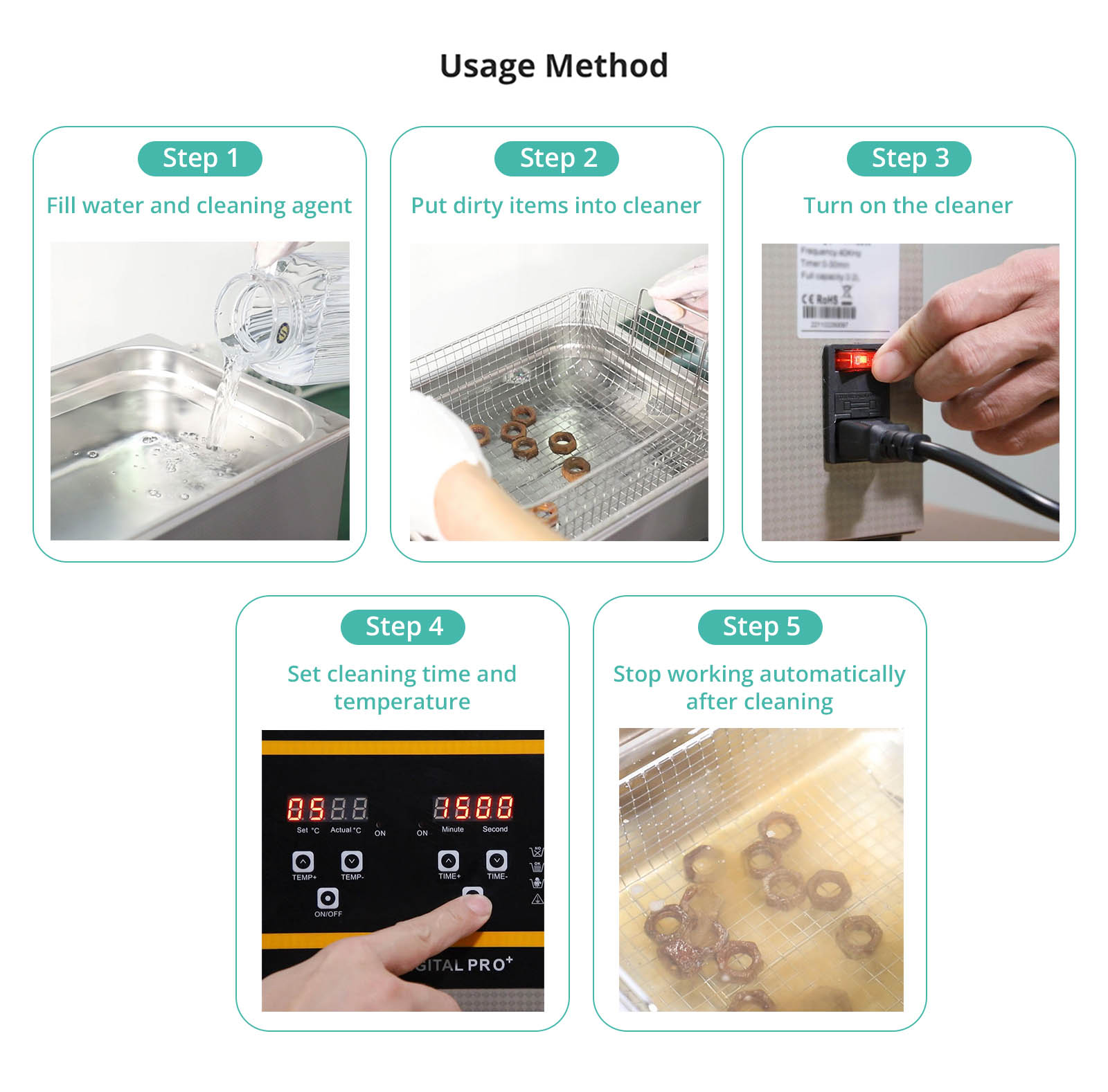 Geekbes 6.5L Digital Ultrasonic Cleaner, 180W Ultrasonic Power, 200W Heating Power, Adjustable Time/Temperature