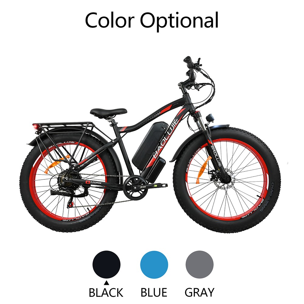 BAOLUJIE DP2619 Electric Bike, 26*4.0inch Fat Tire 750W Motor 48V 13Ah Battery 45km/h Max Speed 45km Max Range SHIMANO 7-speed LCD Display - Black