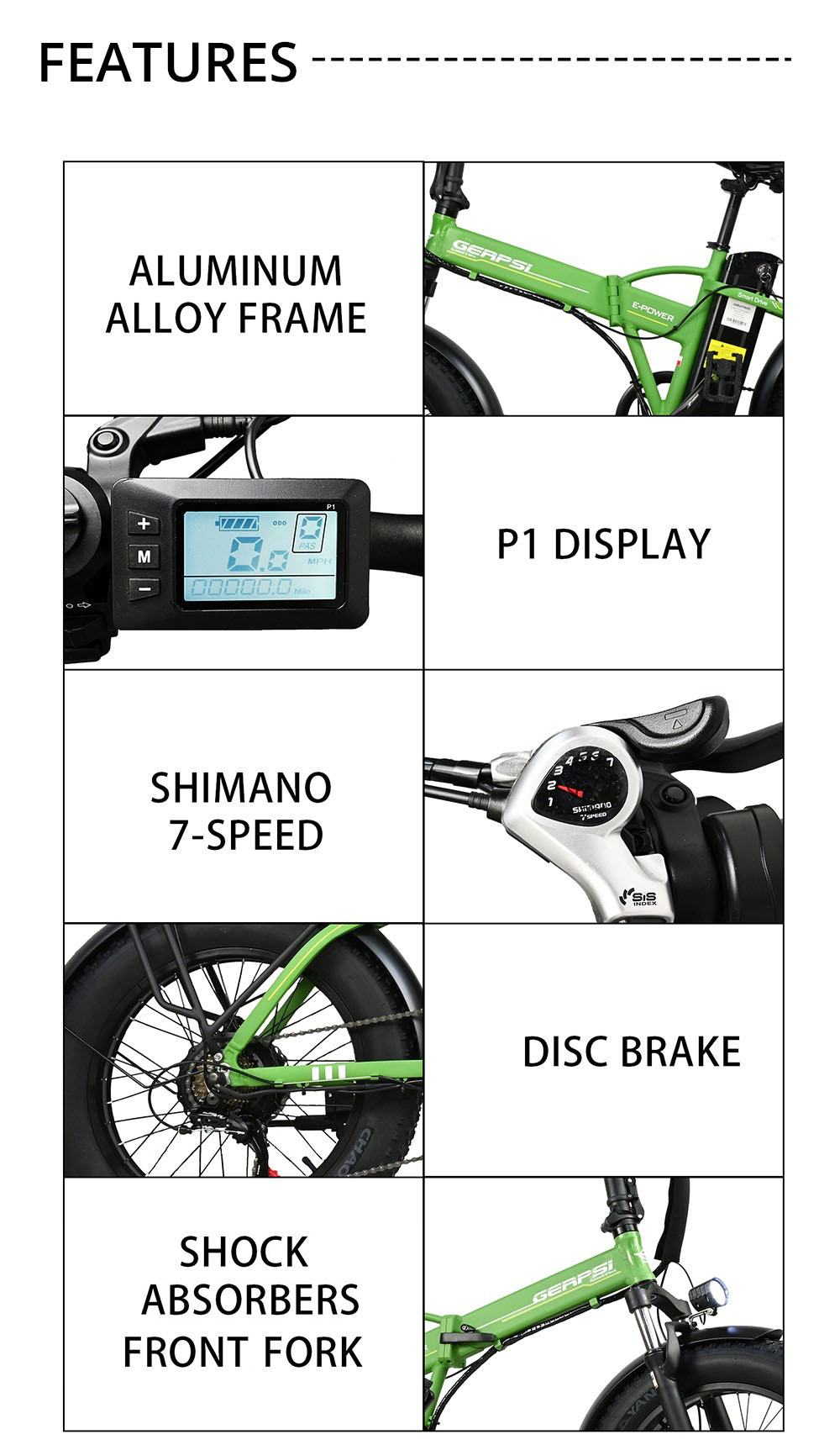 BAOLUJIE DZ2001 Folding Electric Bike, 48V 12Ah Battery 500W Motor 20*4.0inch Tires 45km/h Max Speed 30-40km Range Disc Brake - Green