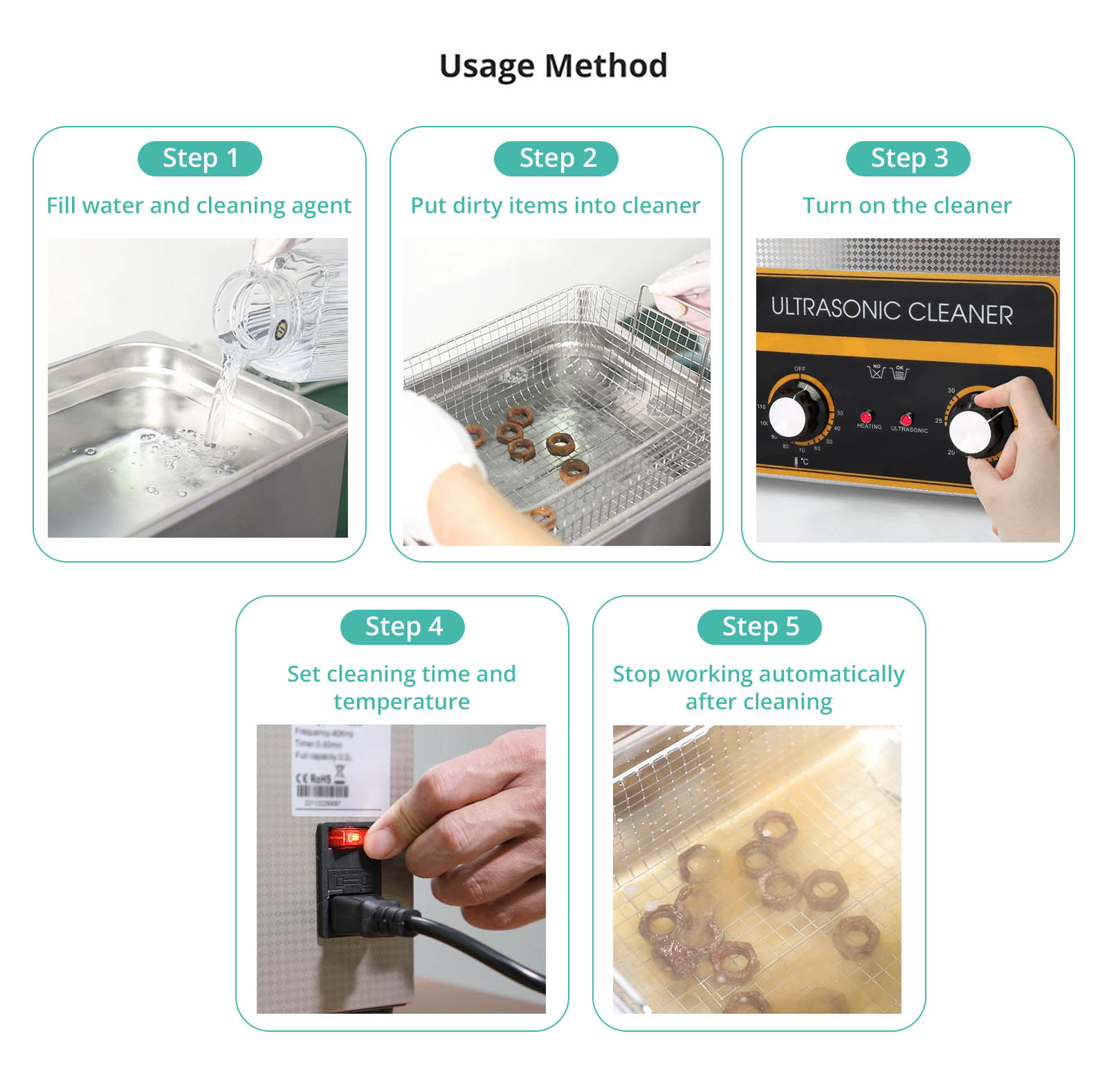 Geekbes 6.5L Ultrasonic Cleaner with Mechanical Knob, 180W Ultrasonic Power, 200W Heating Power, Adjustable Time/Temperature, Automatic Thermostat Function