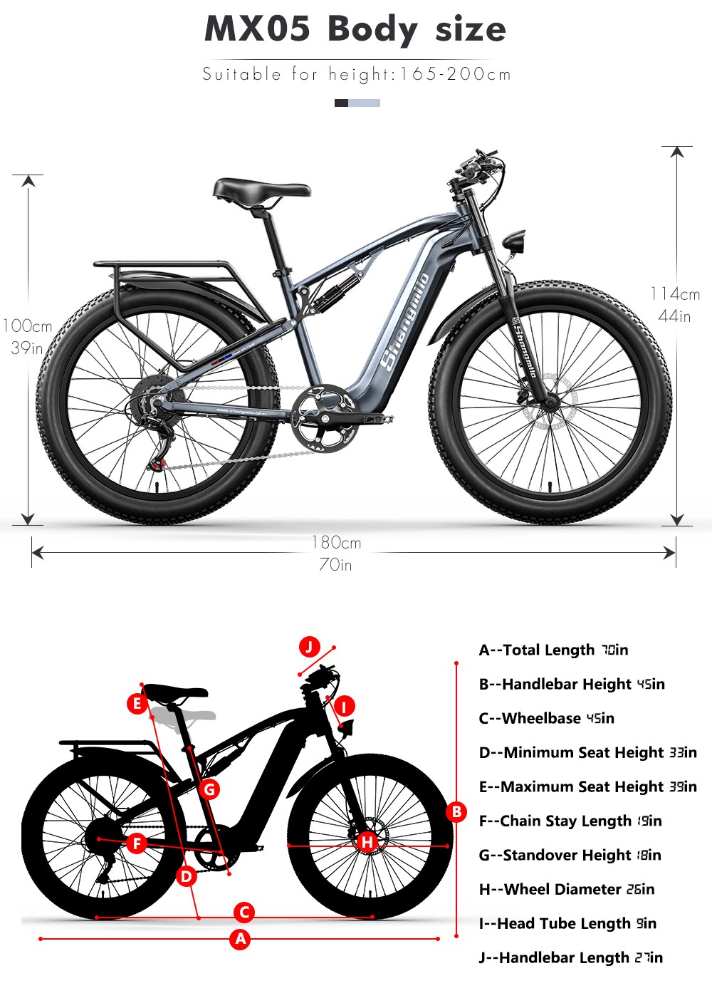 Shengmilo MX05 26 Inch Fat Tire Mountain E-Bike 500W Bafang Motor 42Km/h Max Speed 48V 15Ah LG Battery 60km Range Dual Oil Disc Brakes