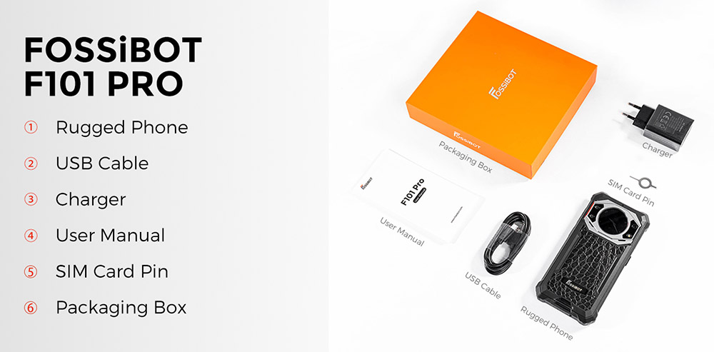 FOSSiBOT F101 PRO Robustes Smartphone, entsperrt 2023, 8 GB + 128 GB, AI-Dreifachkamera, funktionales Display auf der Rückseite, 10600 mAh großer Akku, Entsperrung per Fingerabdruck/Gesicht, NFC, HAC, Android 13.0 – Schwarz