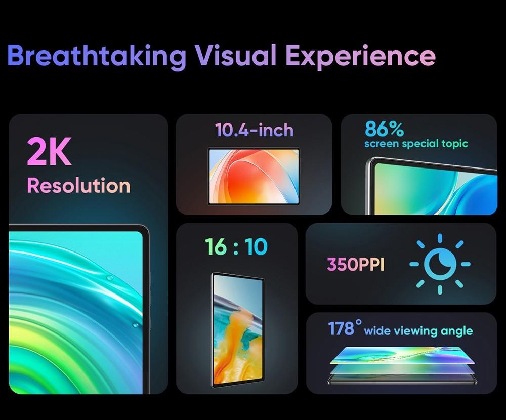 N-one NPad Plus Android 13 Tablet PC, MTK8183 Octa Core 2.0GHz, 8GB+128GB, 10.36'' Full Display 2000x1200 2K Incell FHD IPS Screen 300Nits Brightness, 500g Light, Dual WiFi Camera BT5.0, Type-C Micro SD, GPS BDS GLONASS Galileo A-GPS with Case & Film