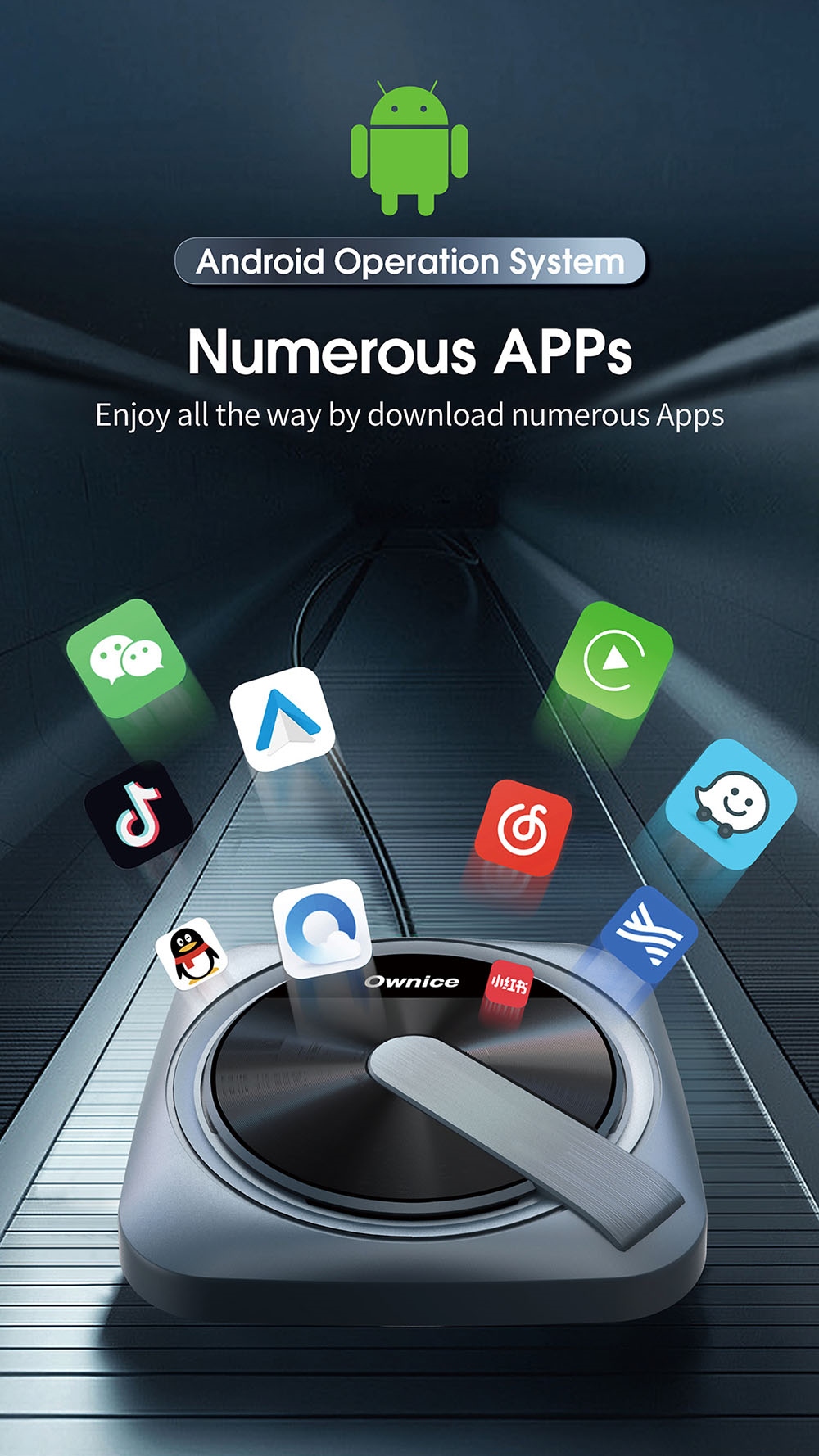 Ownice A0 Wired to Wireless Android Auto Ai Box for Original Car with Wired CarPlay